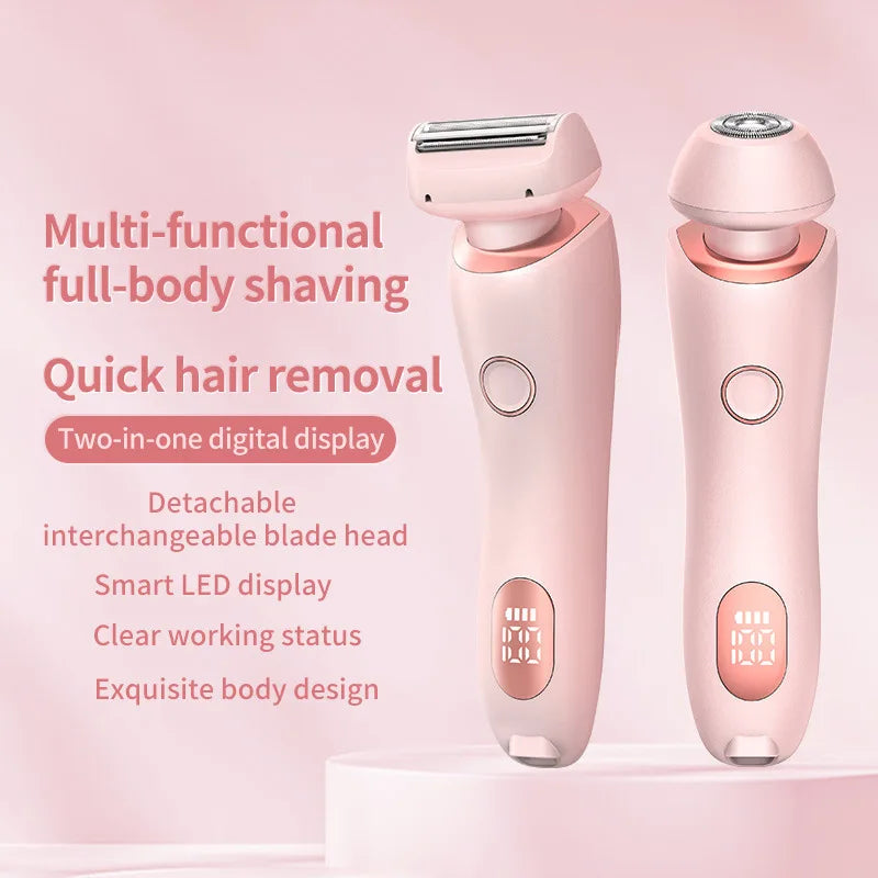 NNEOBA 2 in 1 Waterproof Electric Shaver for Women Painless Hair Removal Pink