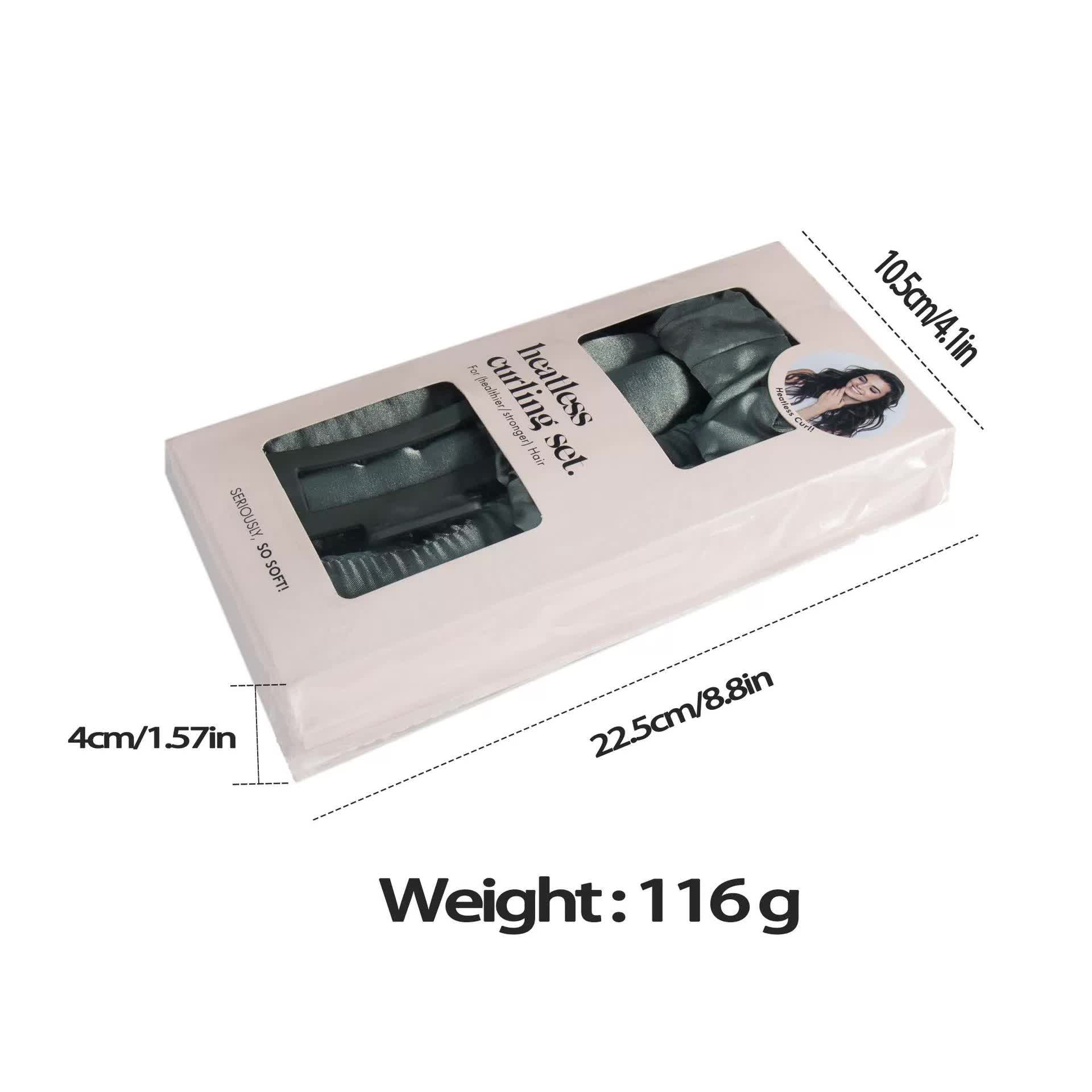 NNEDSZ 5PCS Green Heatless Hair Curling Set with Scrunchie and Hair Clip - Silk Curling Ribbon