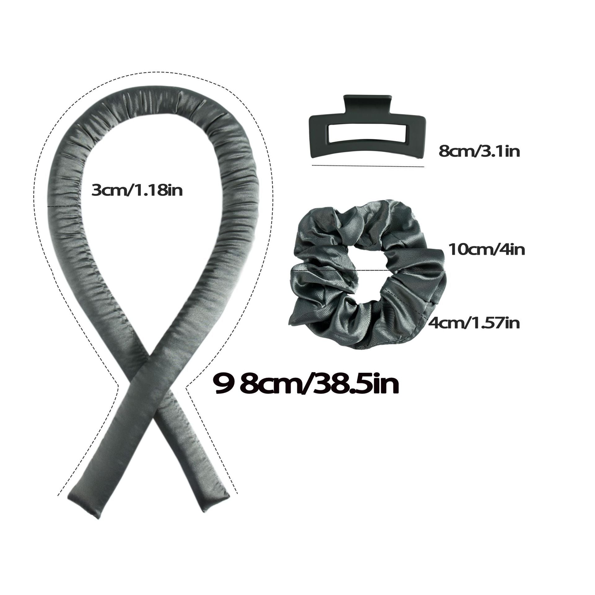 NNEDSZ 5PCS Green Heatless Hair Curling Set with Scrunchie and Hair Clip - Silk Curling Ribbon